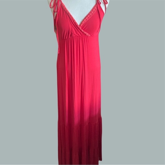 Francesca’s Miami coral pink red color long maxi dress womens size M NWT - Picture 1 of 9